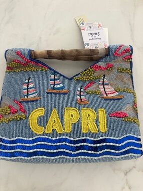 Made in India viral capri Beaded Bag with bamboo Handle